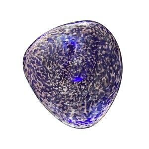 Erika Höglund Boda Sweden Signed Cobalt Blue & Gold Art Glass Centerpiece Bowl